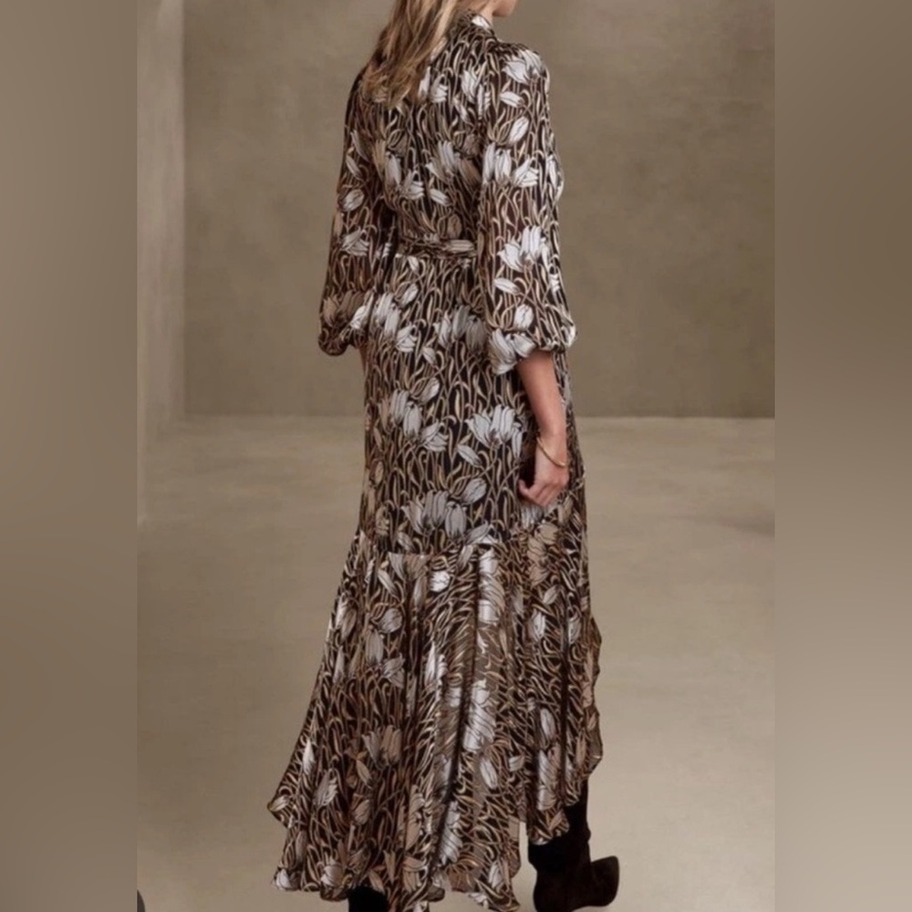 Banana Republic Fiori Ruffle Wrap Dress Size M - Picture 4 of 11